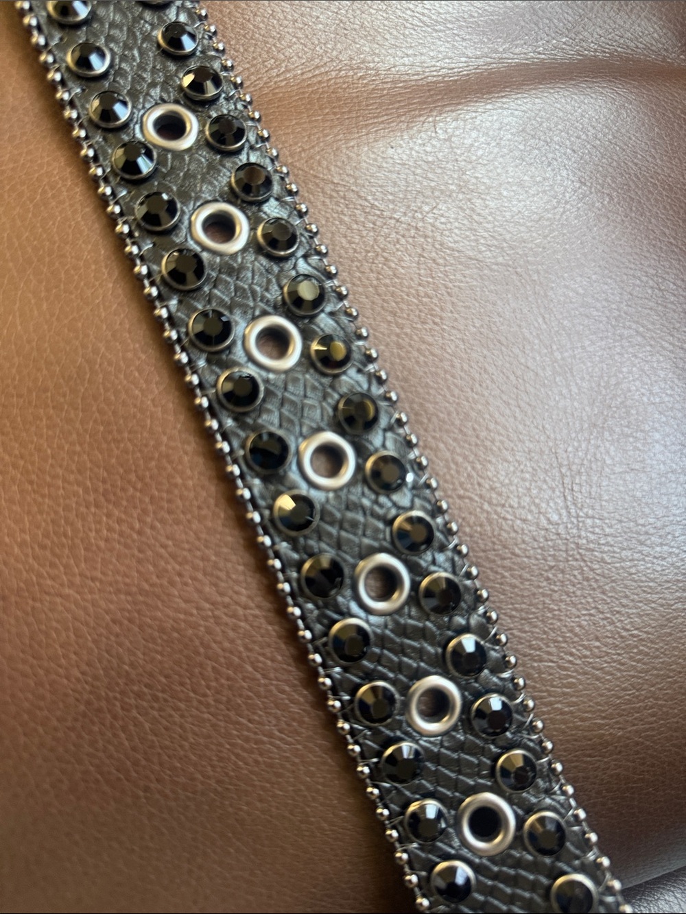 Studded Skull Rhinestone Belt with Decorative Buckle Western, Cowgirl, Gothic - Picture 8 of 9